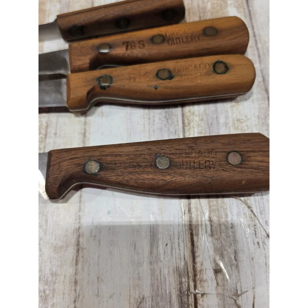 Chicago Cutlery Vintage Knife Set Walnut Wood Handles with Block 7-Piece Set